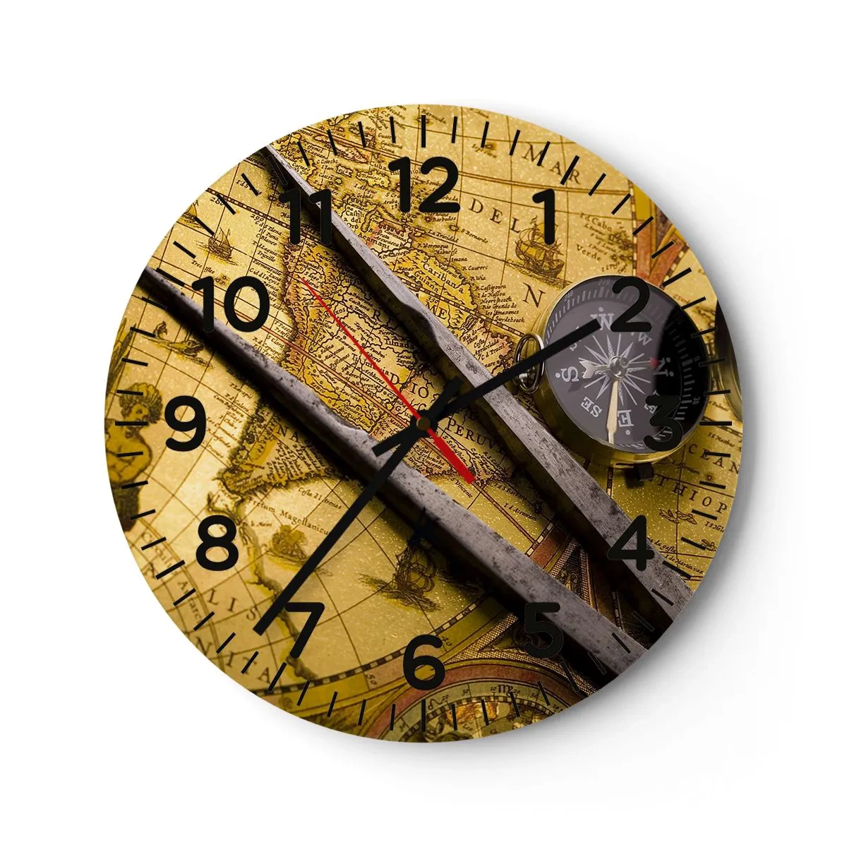 Wanduhr - Glasuhr - Wo sind diese Schätze? - 40x40 cm
