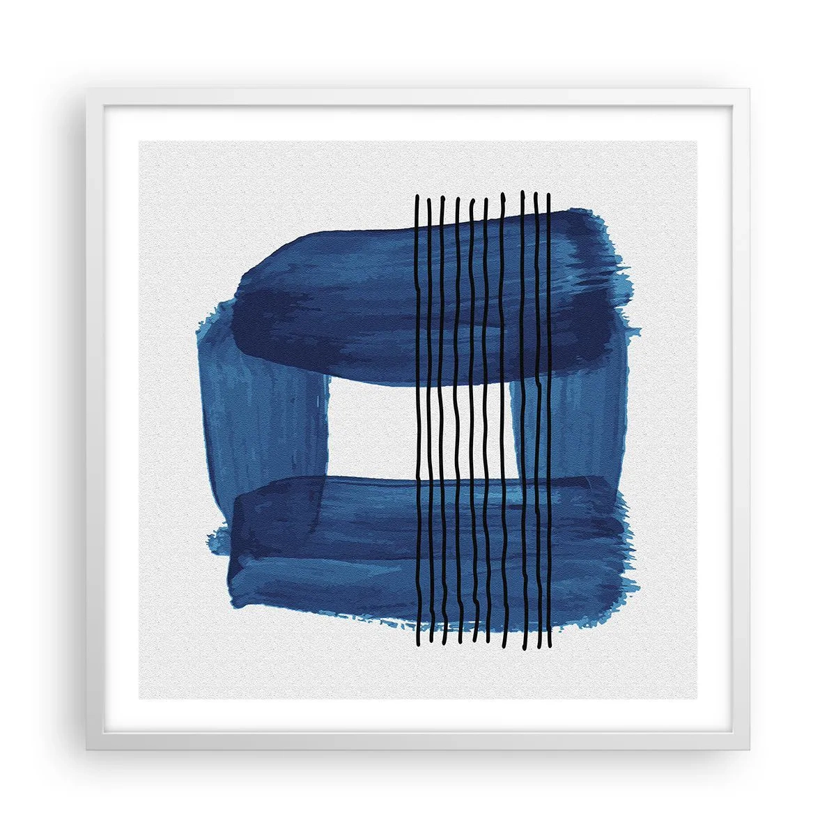 Poster in einem weißen Rahmen - Blaue und schwarze Komposition - 60x60 cm