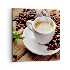 Bild auf Leinwand - Leinwandbild - Kaffee auf der Bank - 70x70 cm