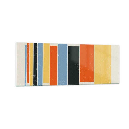 Glasbild - Bild auf glas - Bunte Rechtecke in moderner Anordnung - 140x50cm - Musiknotation - Moderne Wanddekoration für Wohnzimmer und Schlafzimmer ARTTOR