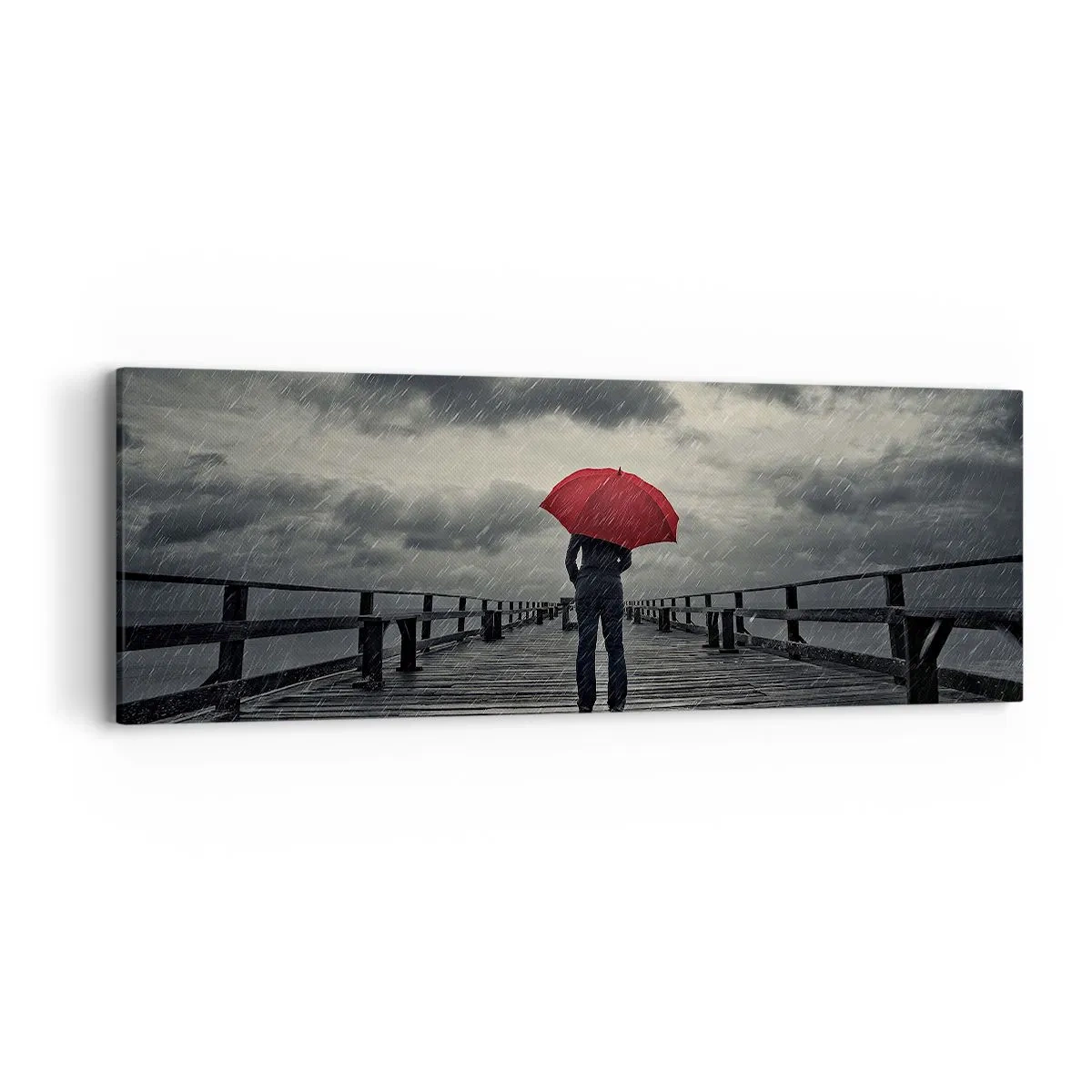 Bild auf Leinwand - Leinwandbild - Es ist egal, dass es regnet - 90x30 cm
