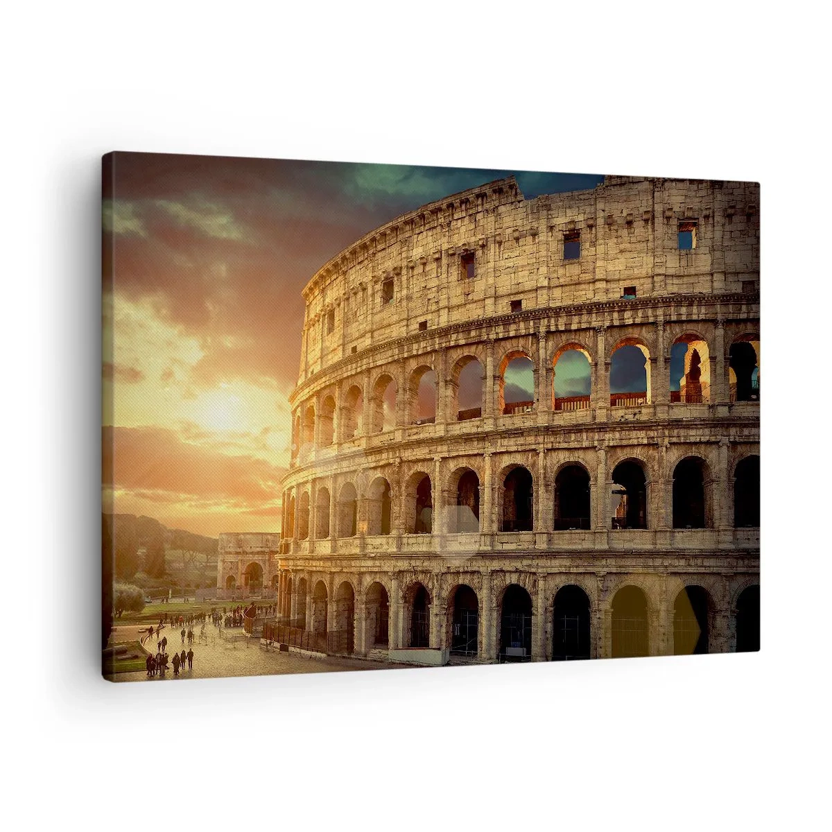 Bild auf Leinwand - Leinwandbild - Das Kolosseum in Rom bei Sonnenuntergang - 70x50cm - Ein kolossaler Eindruck - Moderne Wanddekoration für Wohnzimmer und Schlafzimmer ARTTOR