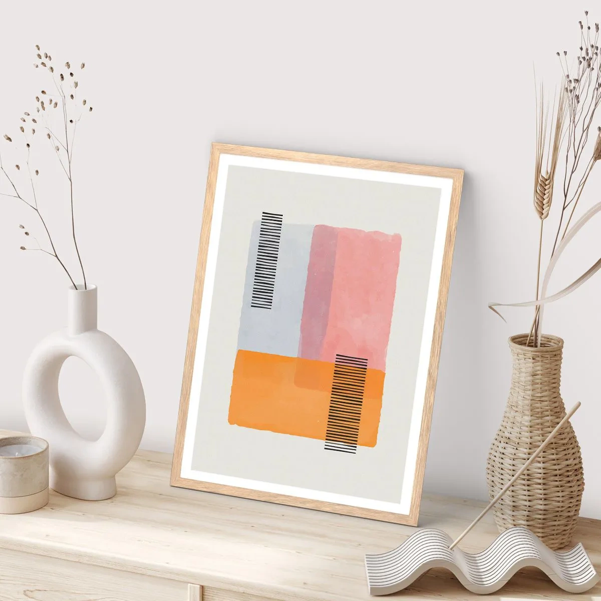 Poster in einem Rahmen aus heller Eiche - Von Ecke zu Ecke - 61x91 cm