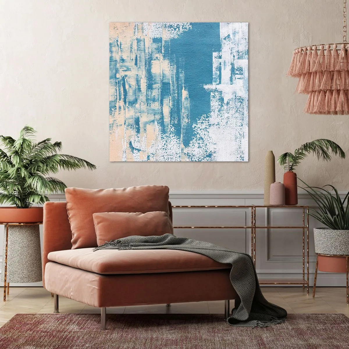 Bild auf Leinwand - Leinwandbild - Durch einen Eiszapfen - 70x70 cm