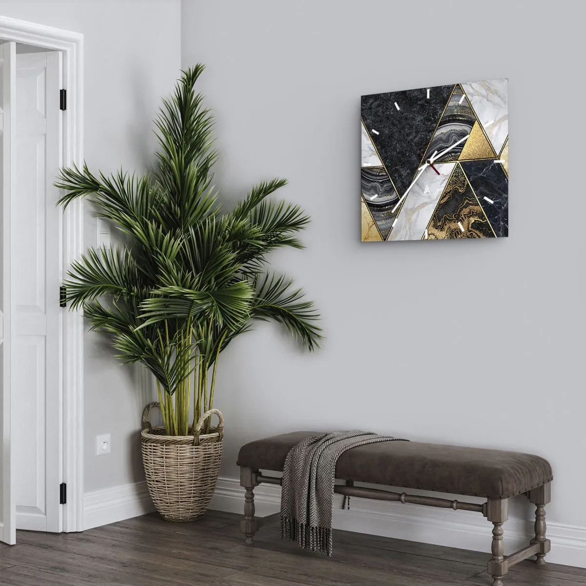 Wanduhr - Glasuhr - Stein um Stein - 30x30 cm