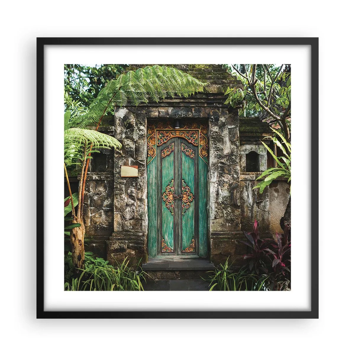 Poster in einem schwarzem Rahmen - Eine Tür zu einer exotischen Welt - 50x50 cm