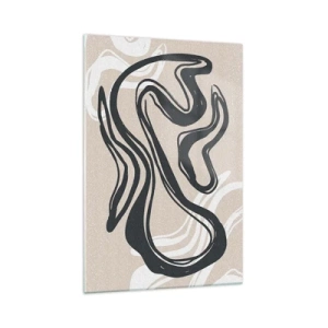 Glasbild - Bild auf glas - Abstrakte Linien in dunklen Farbtönen auf beigem Hintergrund - 70x100cm - Vervielfachter Ausdruck - Moderne Wanddekoration für Wohnzimmer und Schlafzimmer ARTTOR