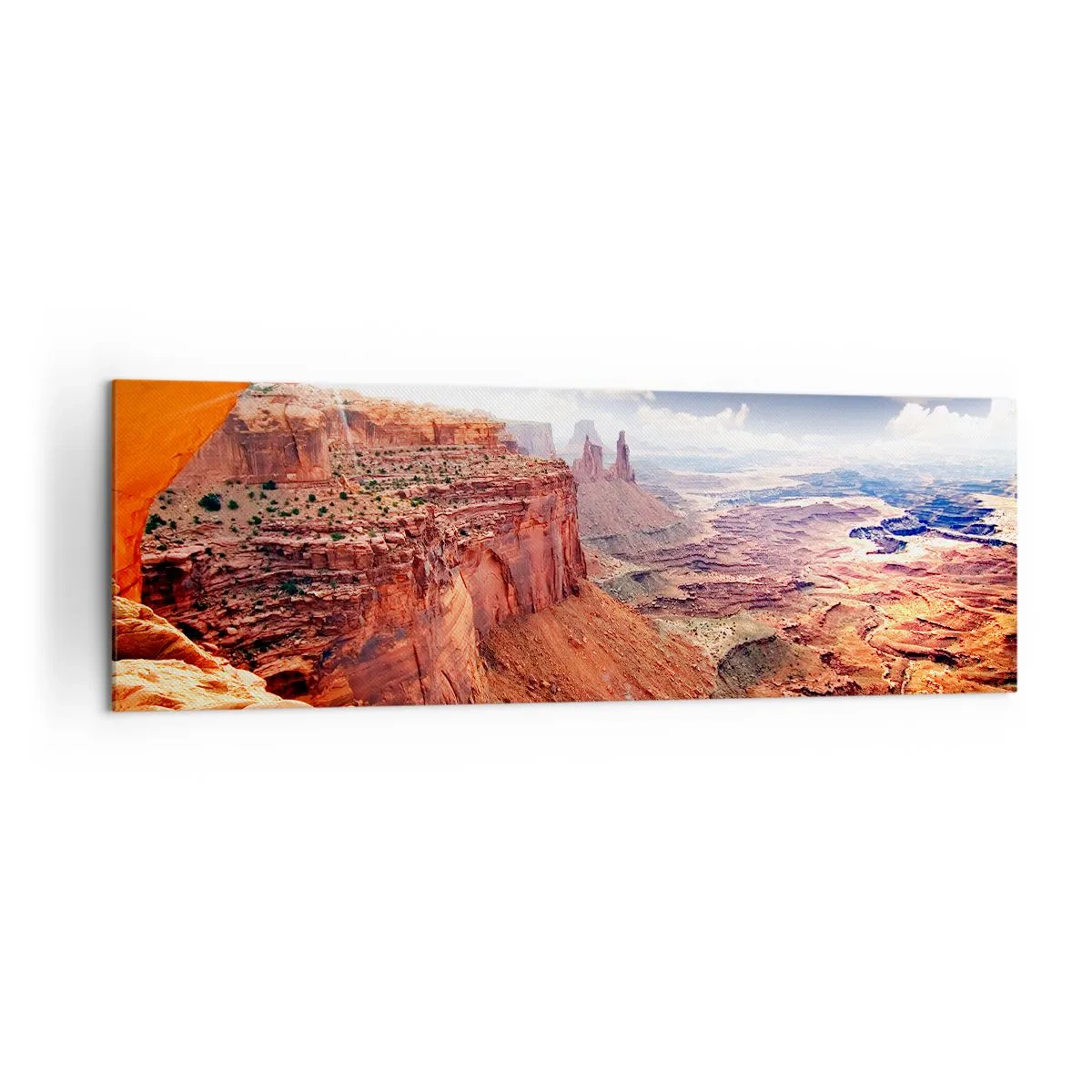 Bild auf Leinwand - Leinwandbild - Canyon durch ein Felsfenster mit warmen Felstönen gesehen - 160x50cm - Von der Natur selbst geschnitzt - Moderne Wanddekoration für Wohnzimmer und Schlafzimmer ARTTOR