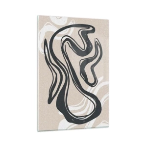 Glasbild - Bild auf glas - Abstrakte Linien in dunklen Farbtönen auf beigem Hintergrund - 80x120cm - Vervielfachter Ausdruck - Moderne Wanddekoration für Wohnzimmer und Schlafzimmer ARTTOR