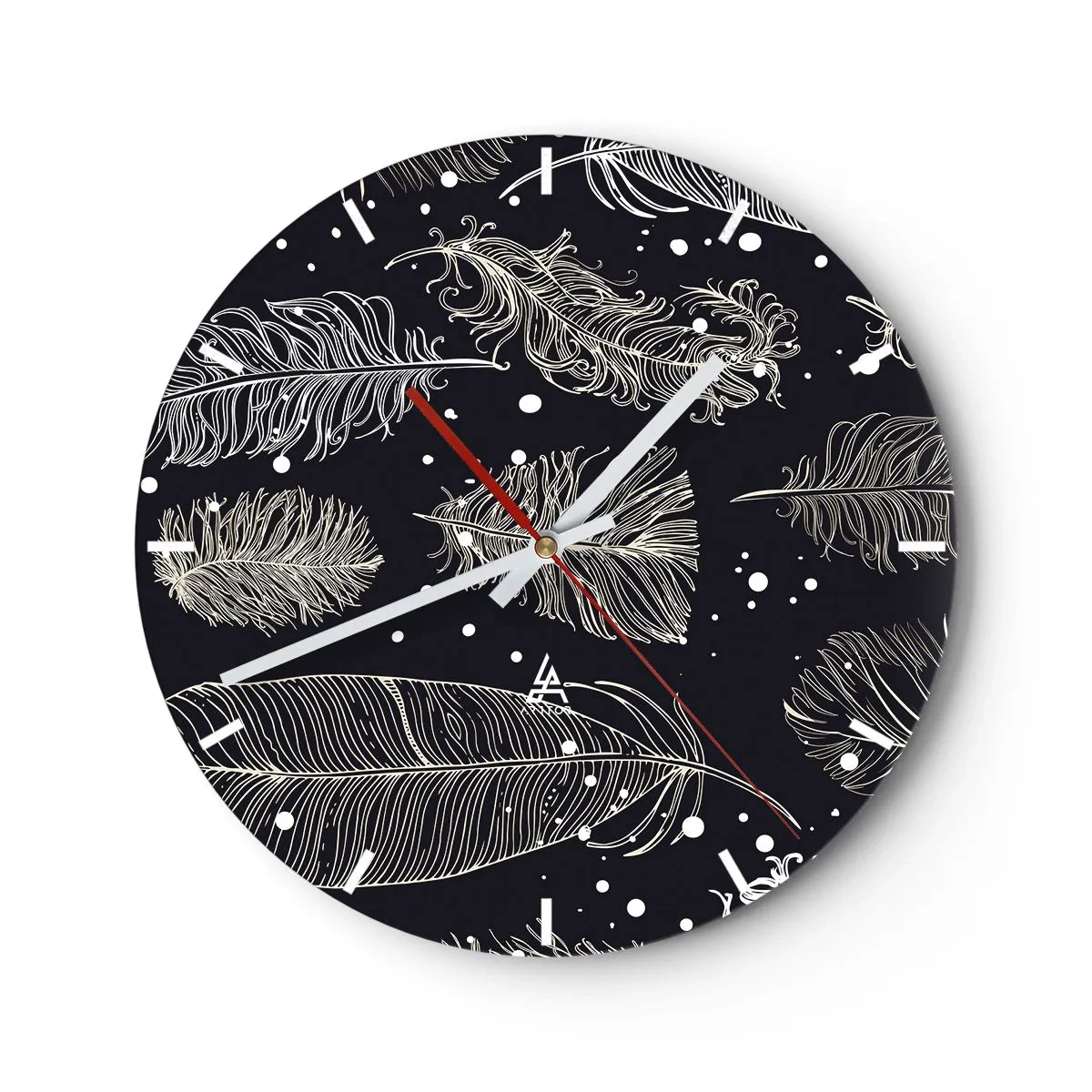 Wanduhr - Glasuhr - Gefiederte Spitze - 40x40 cm