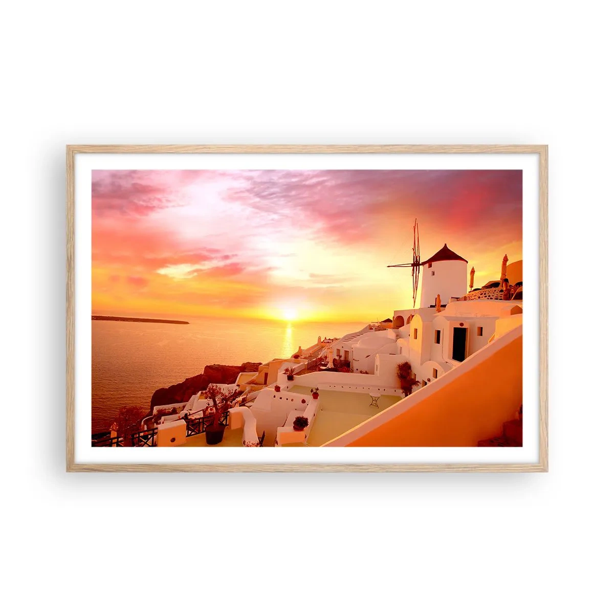 Poster in einem Rahmen aus heller Eiche - In Weiß und Gold schmelzen - 91x61 cm