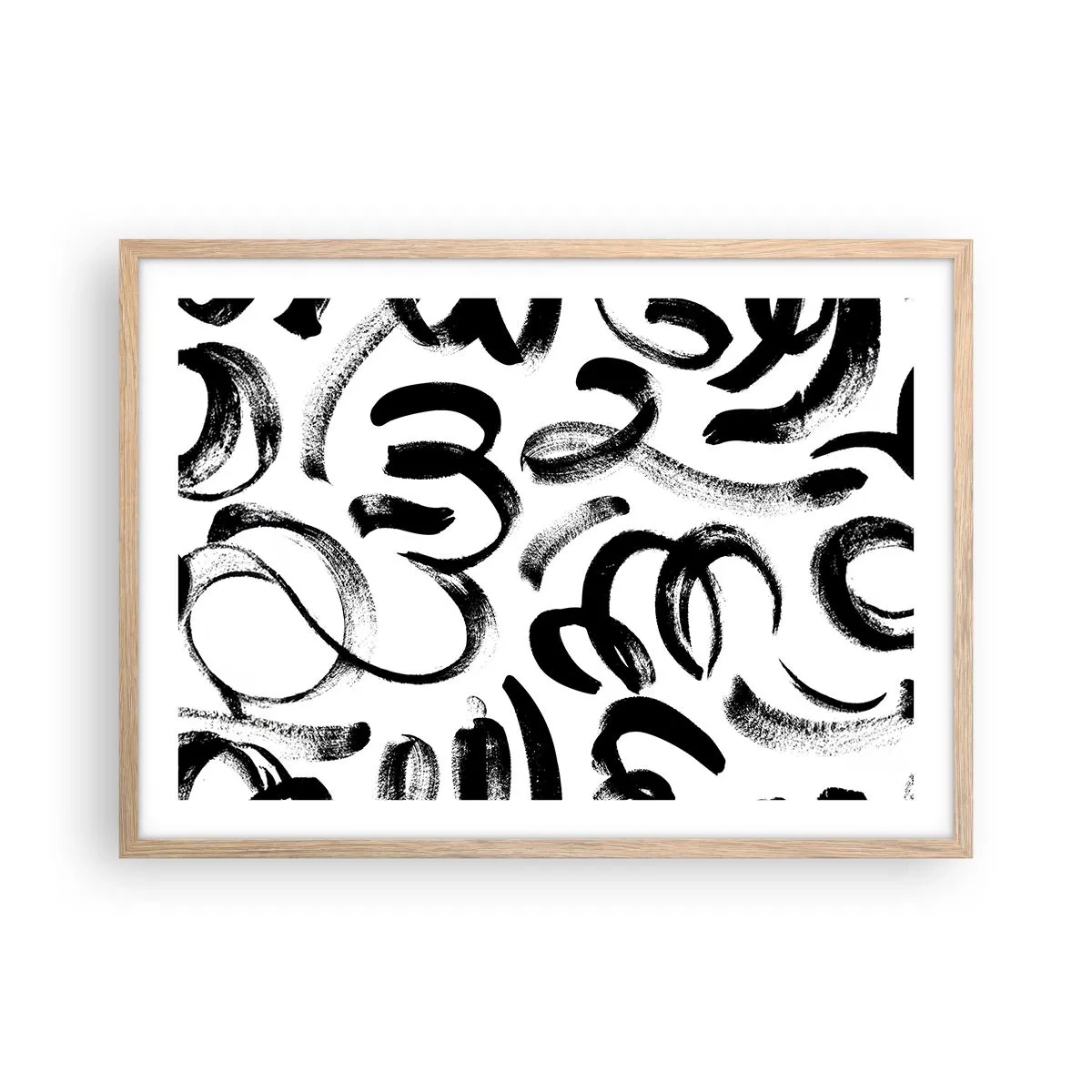 Poster in einem Rahmen aus heller Eiche - Schwarz auf Weiß - 70x50 cm