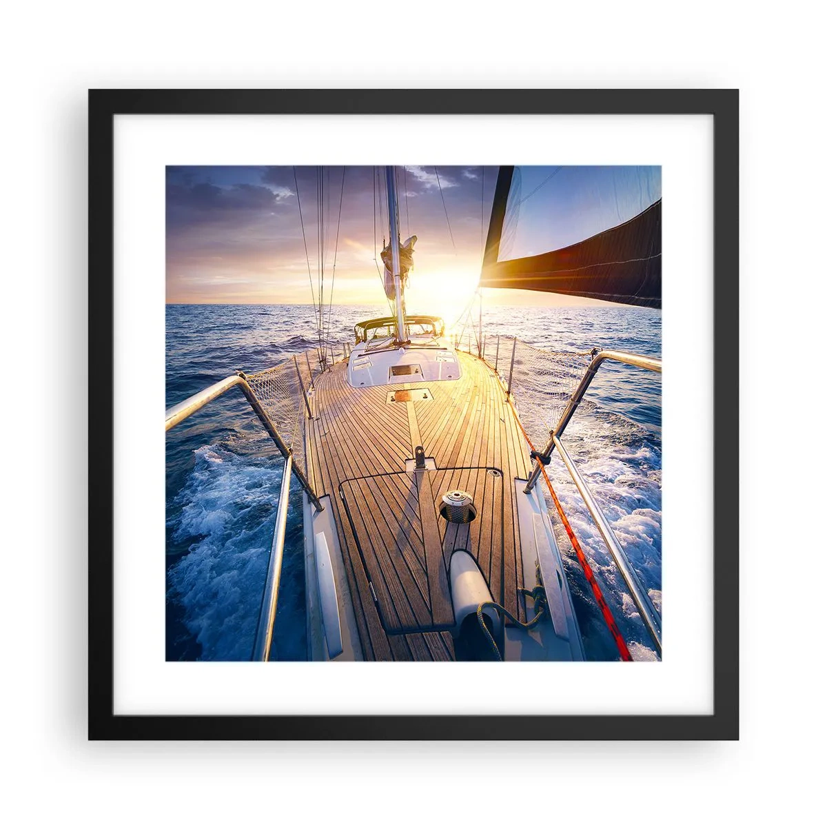 Poster in einem schwarzem Rahmen - Laufen unter den Wellen - 40x40 cm