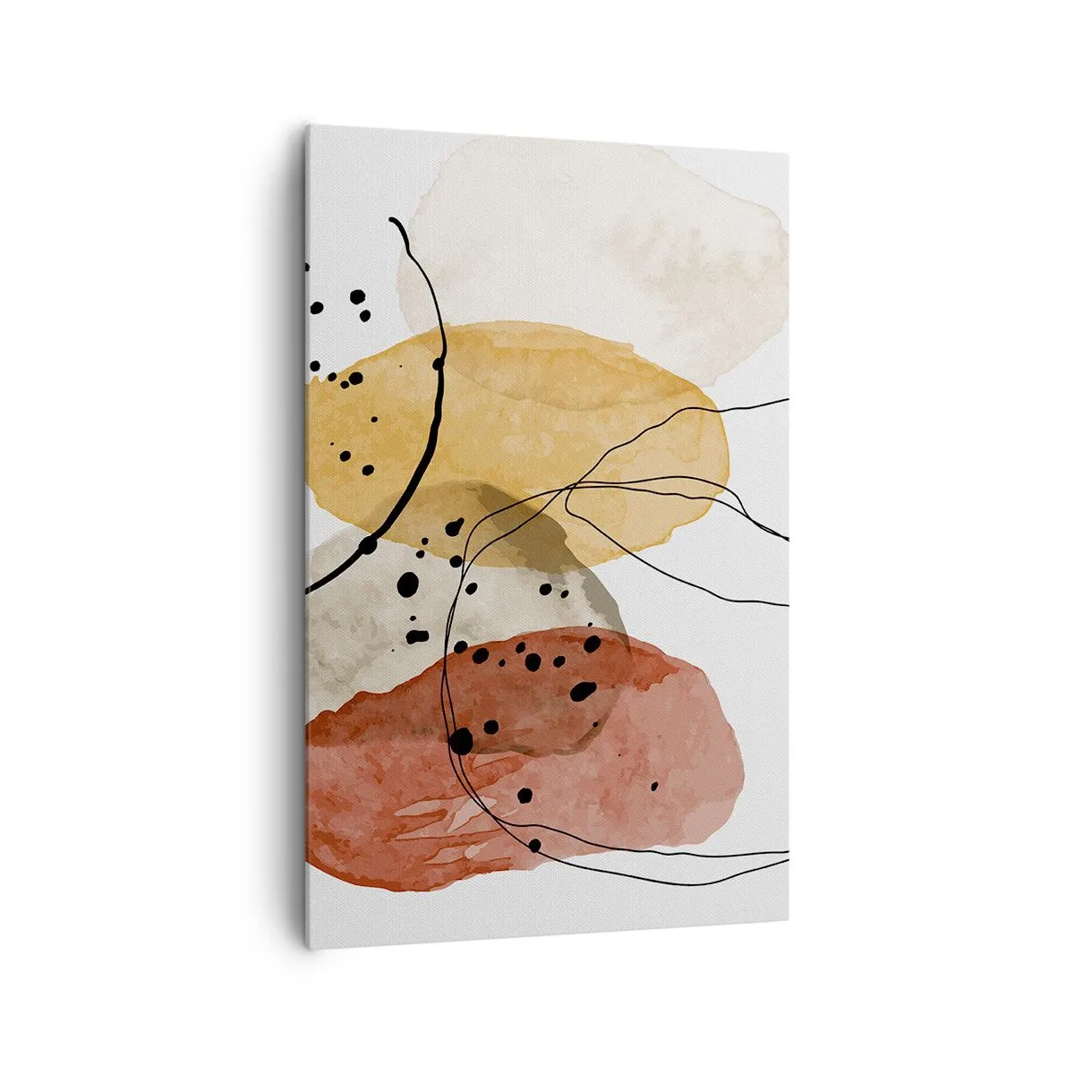 Bild auf Leinwand - Leinwandbild - Abstrakte Flecken in Beige-, Gelb- und Rottönen - 80x120cm - Wie leichte, transparente Luft - Moderne Wanddekoration für Wohnzimmer und Schlafzimmer ARTTOR