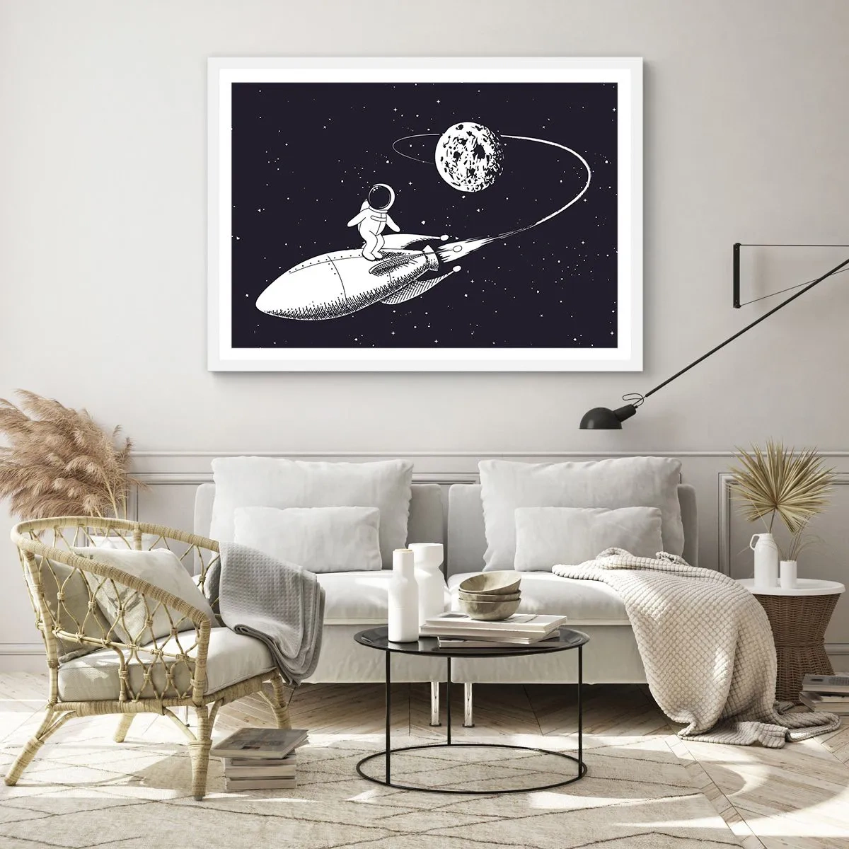 Poster in einem weißen Rahmen - Weltraumsurfer - 91x61 cm