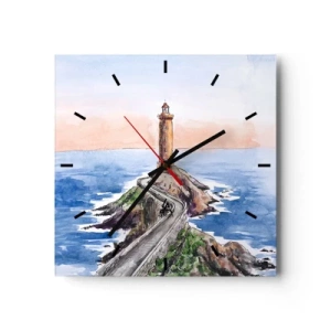Wanduhr - Glasuhr - Ein Leuchtturm an einer felsigen Küste - 30x30cm - Dem Meer zugewandt - Moderne Wanddekoration für Wohnzimmer und Schlafzimmer ARTTOR
