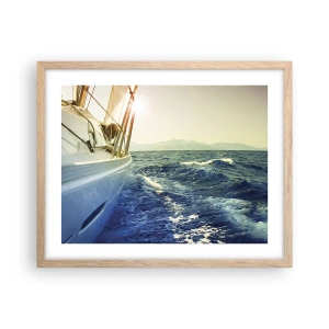 Poster in einem Rahmen aus heller Eiche - Auf ins Abenteuer - 50x40 cm