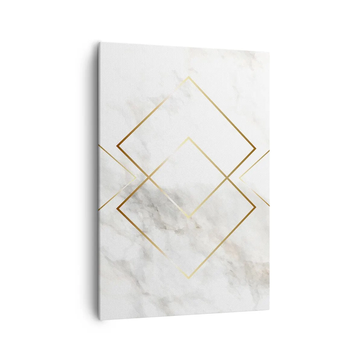 Bild auf Leinwand - Leinwandbild - Minimalistische goldene Rauten auf Marmorhintergrund - 70x100cm - Ein Blick in die Unendlichkeit - Moderne Wanddekoration für Wohnzimmer und Schlafzimmer ARTTOR