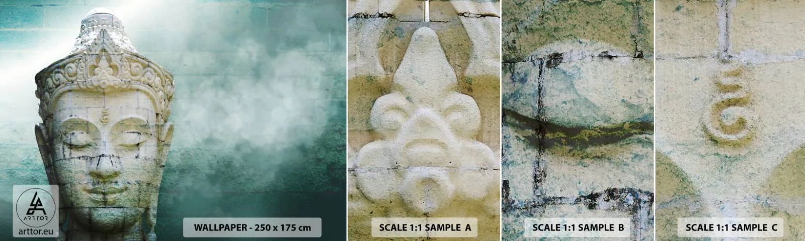 Fototapetenmuster Standard Eco - Auf der Suche nach dem Licht - Buddha, Buddha-Figur, Asien - 100x30 cm