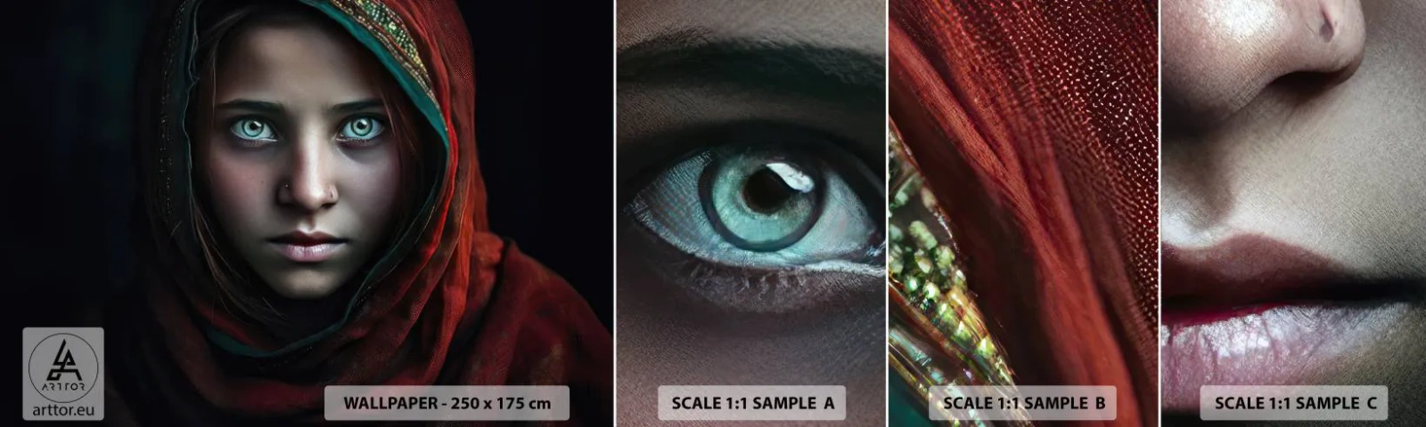 Fototapetenmuster Standard Eco - Prinzessin aus dem Osten - Mädchen, Porträt, Pakistan - 100x30 cm