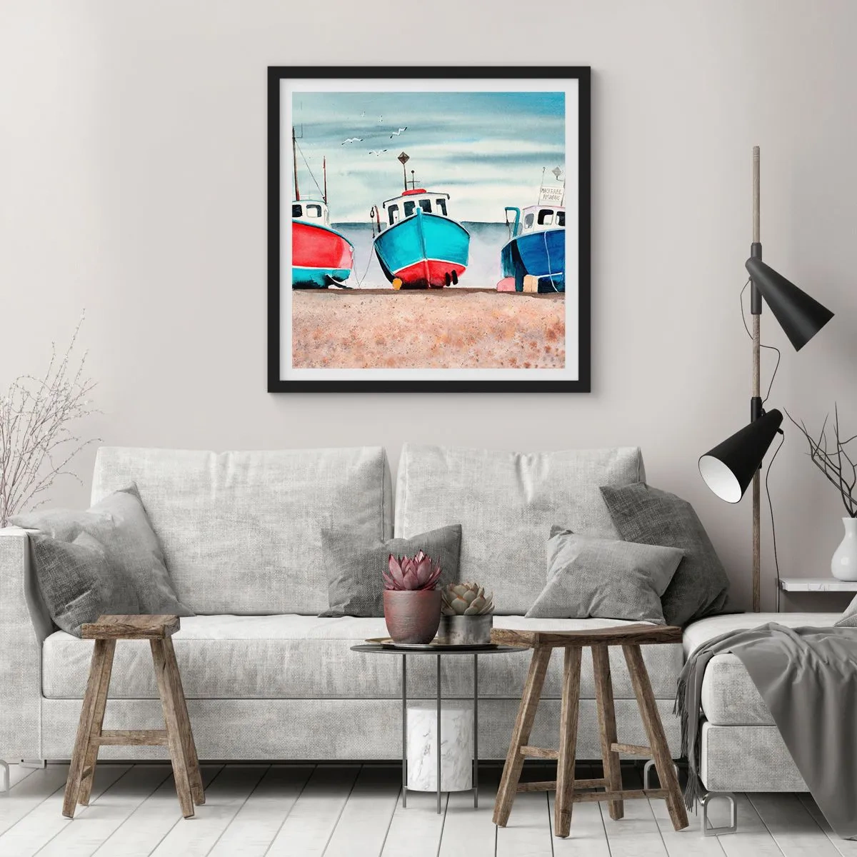 Poster in einem schwarzem Rahmen - Bereit zum Fang - 50x50 cm