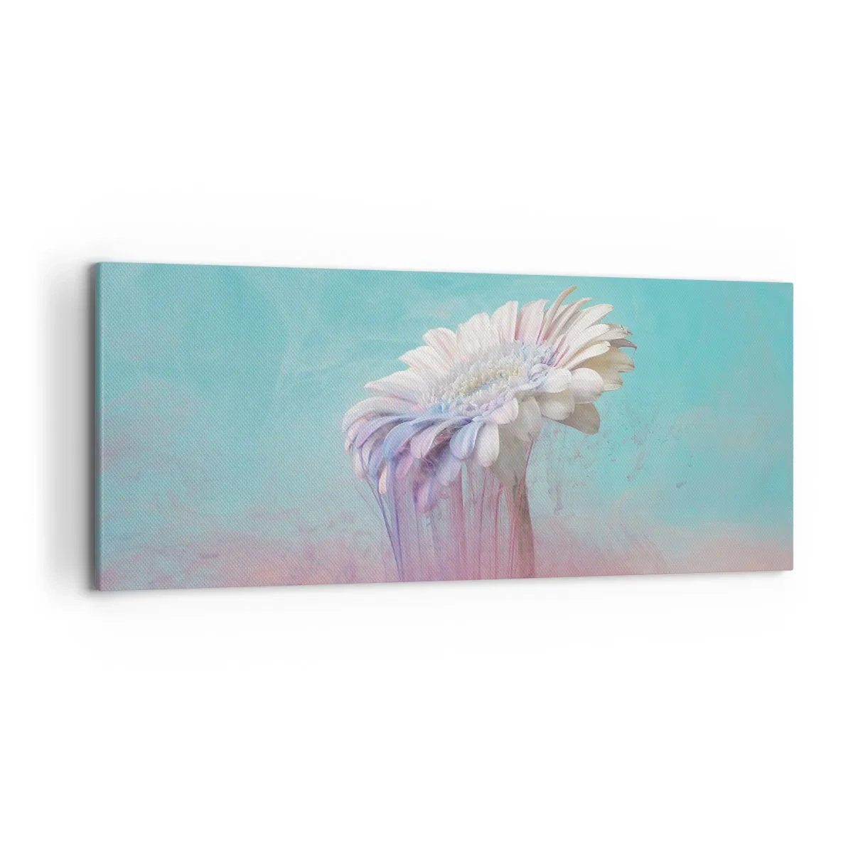 Bild auf Leinwand - Leinwandbild - Pastellfarbene Gerbera mit Unschärfeeffekt - 120x50cm - Blumenunterwelt - Moderne Wanddekoration für Wohnzimmer und Schlafzimmer ARTTOR