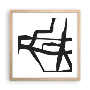 Poster in einem Rahmen aus heller Eiche - Schwarz-Weiß-Design - 40x40 cm