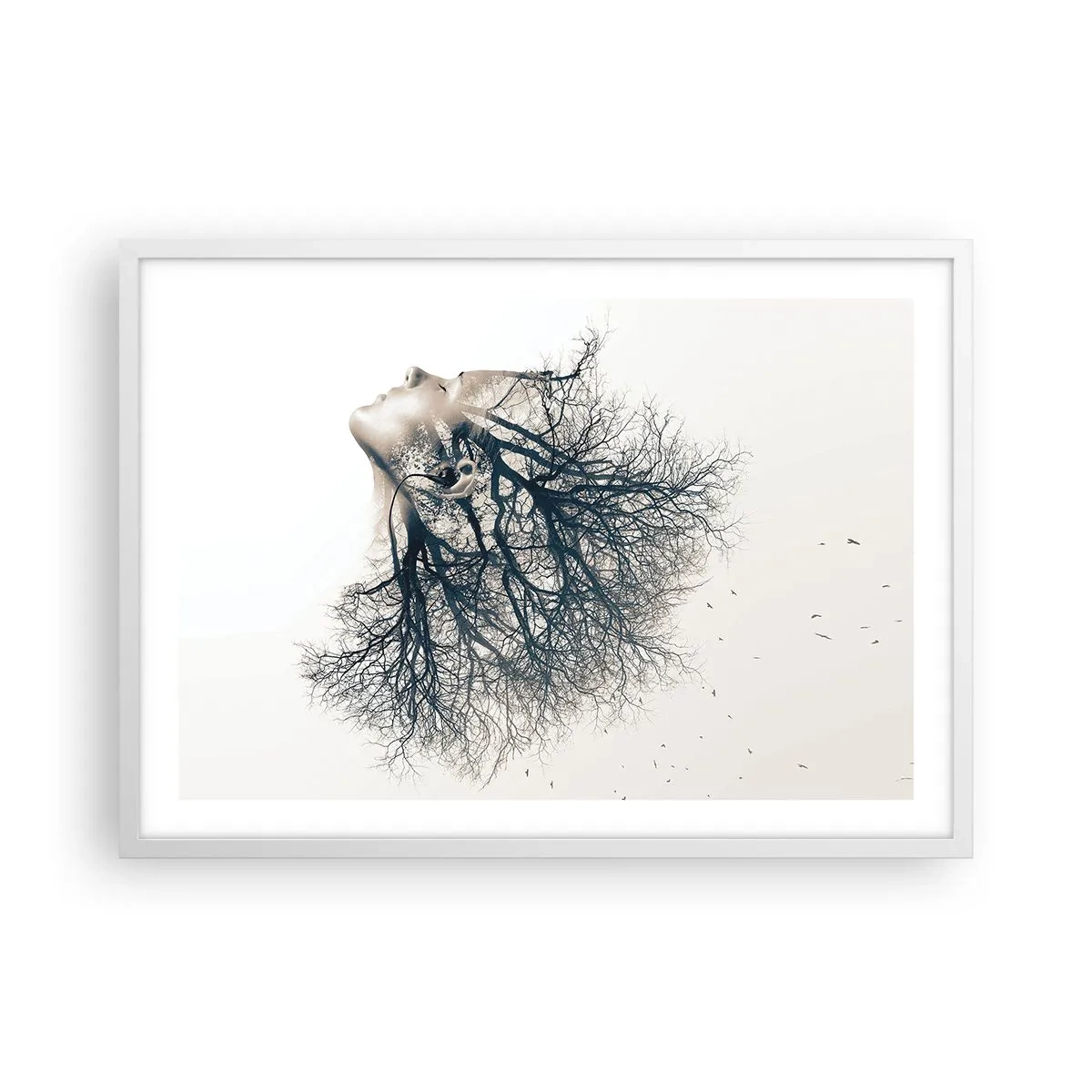 Poster in einem weißen Rahmen - Dem Rauschen der Bäume lauschen - 70x50 cm