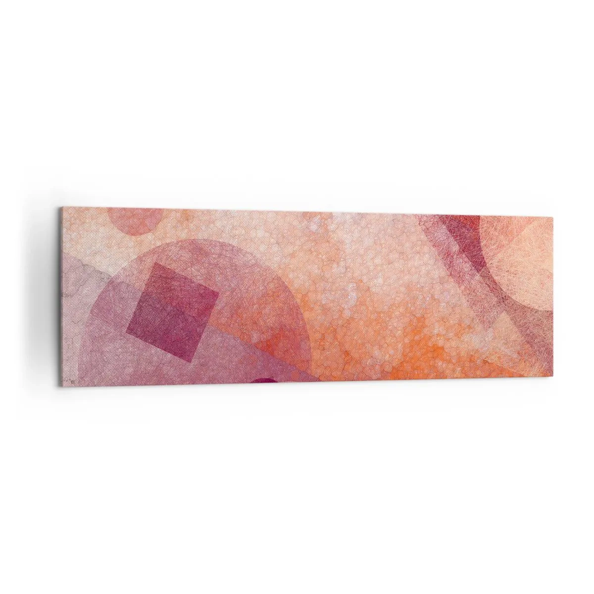Bild auf Leinwand - Leinwandbild - Abstrakte geometrische Formen in Pastelltönen von Rosa - 160x50cm - Geometrische Transformationen in Pink - Moderne Wanddekoration für Wohnzimmer und Schlafzimmer ARTTOR