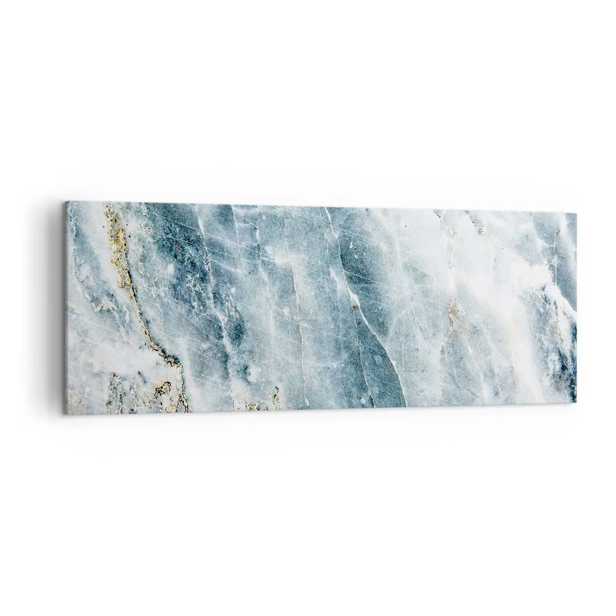 Bild auf Leinwand - Leinwandbild - Marmorstruktur in Blau- und Weißtönen - 140x50cm - Eiswelt - Moderne Wanddekoration für Wohnzimmer und Schlafzimmer ARTTOR