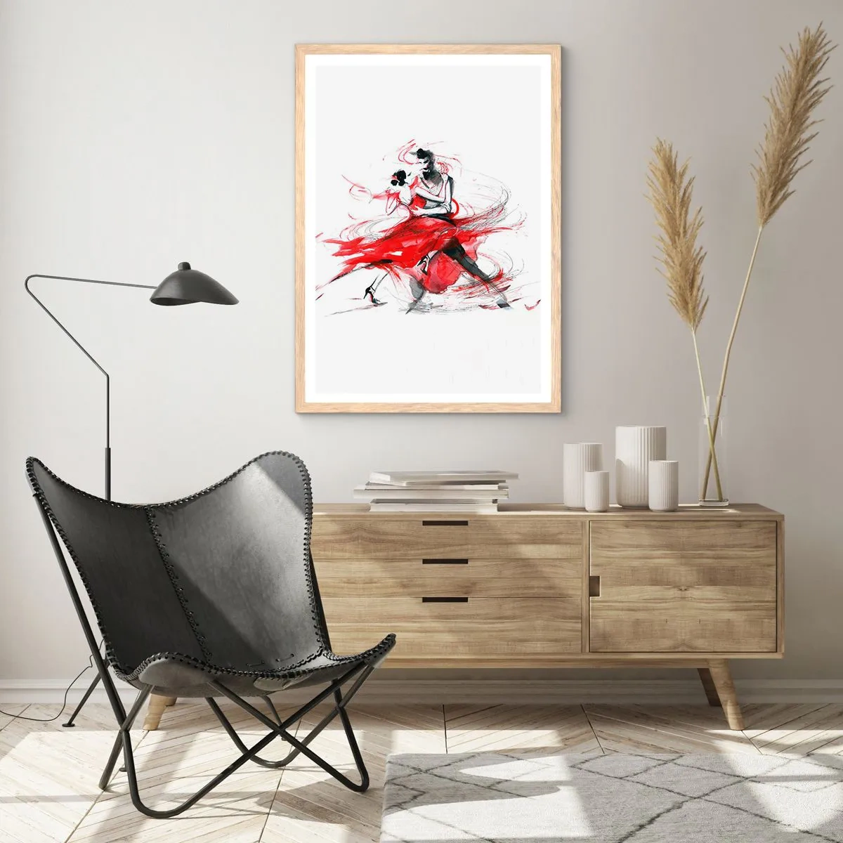 Poster in einem Rahmen aus heller Eiche - Tango – der Rhythmus der Leidenschaft - 50x70 cm