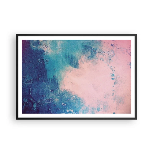 Poster in einem schwarzem Rahmen - Abstrakte Textur in Rosa- und Blautönen - 100x70cm - Himmelsblaue Umarmungen - Moderne Wanddekoration für Wohnzimmer und Schlafzimmer ARTTOR