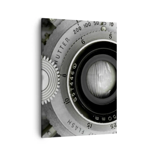 Bild auf Leinwand - Leinwandbild - Das Objektiv einer alten Kamera - 50x70cm - Eine Story über Hollywood - Moderne Wanddekoration für Wohnzimmer und Schlafzimmer ARTTOR