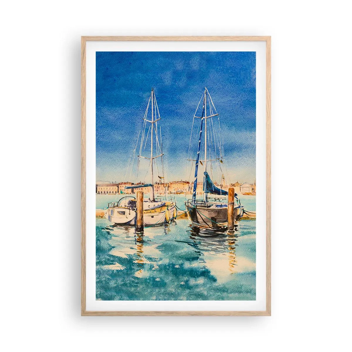 Poster in einem Rahmen aus heller Eiche - Sonnige Lagune - 61x91 cm