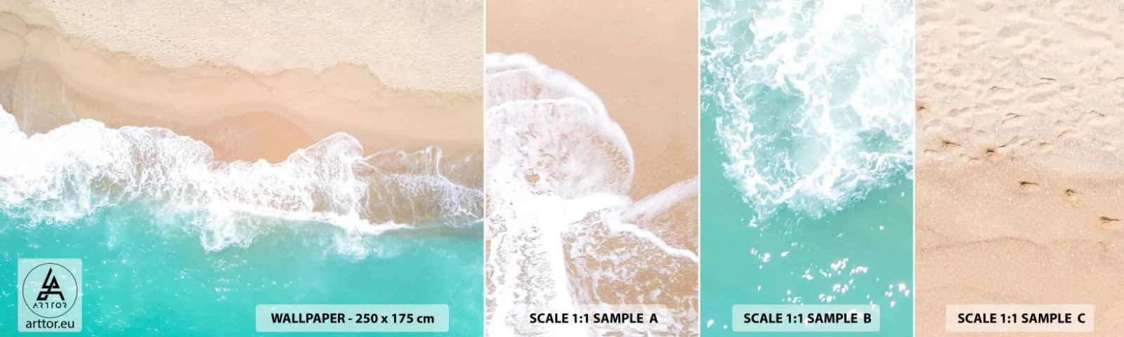 Fototapeten Muster Selbstklebend Deluxe Sticker - Eine streichelnde Berührung - Landschaft, Meereswelle, Strand - 100x30 cm