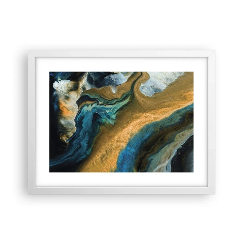 Poster in einem weißen Rahmen - Blau - Gelb - gegenseitige Beeinflussung - 40x30 cm