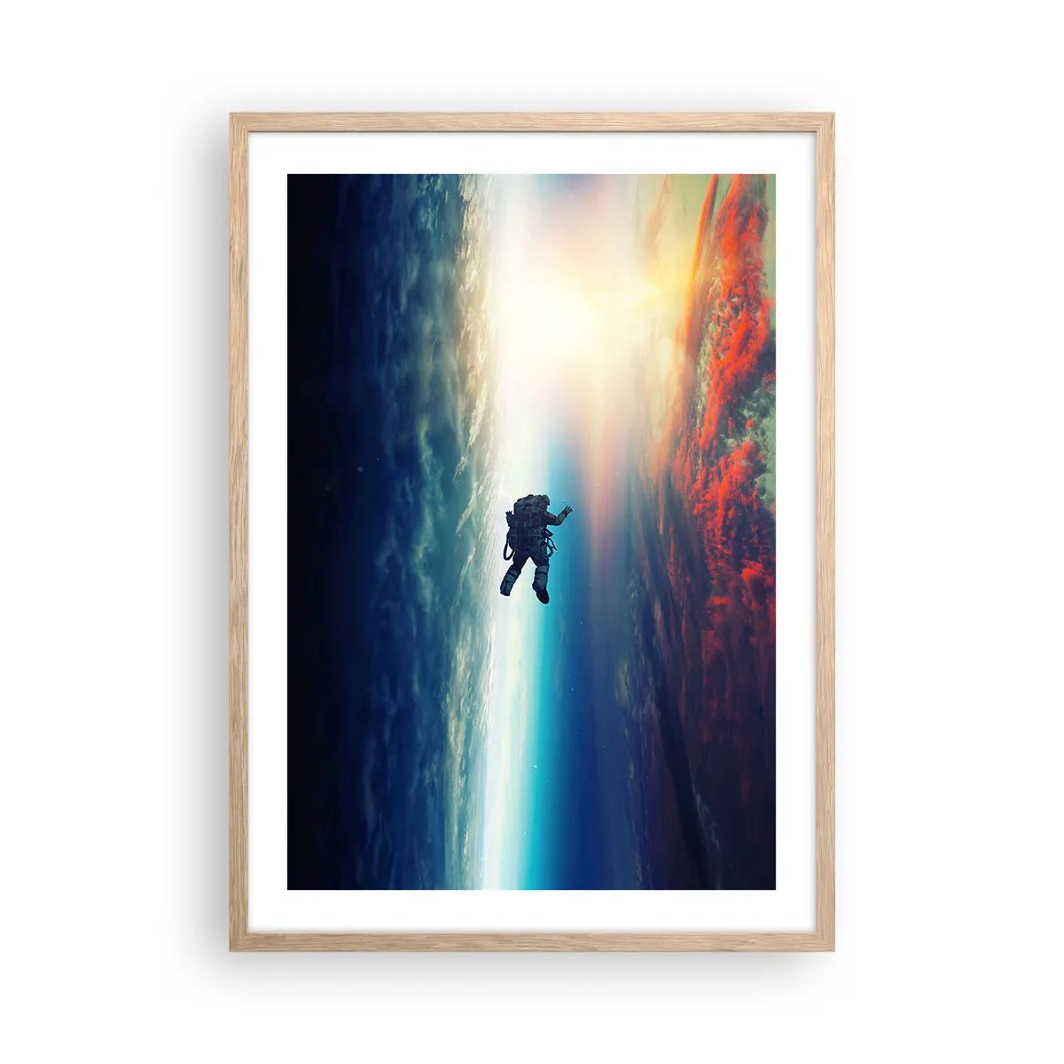 Poster in einem Rahmen aus heller Eiche - Sich dem Universum stellen - 50x70 cm