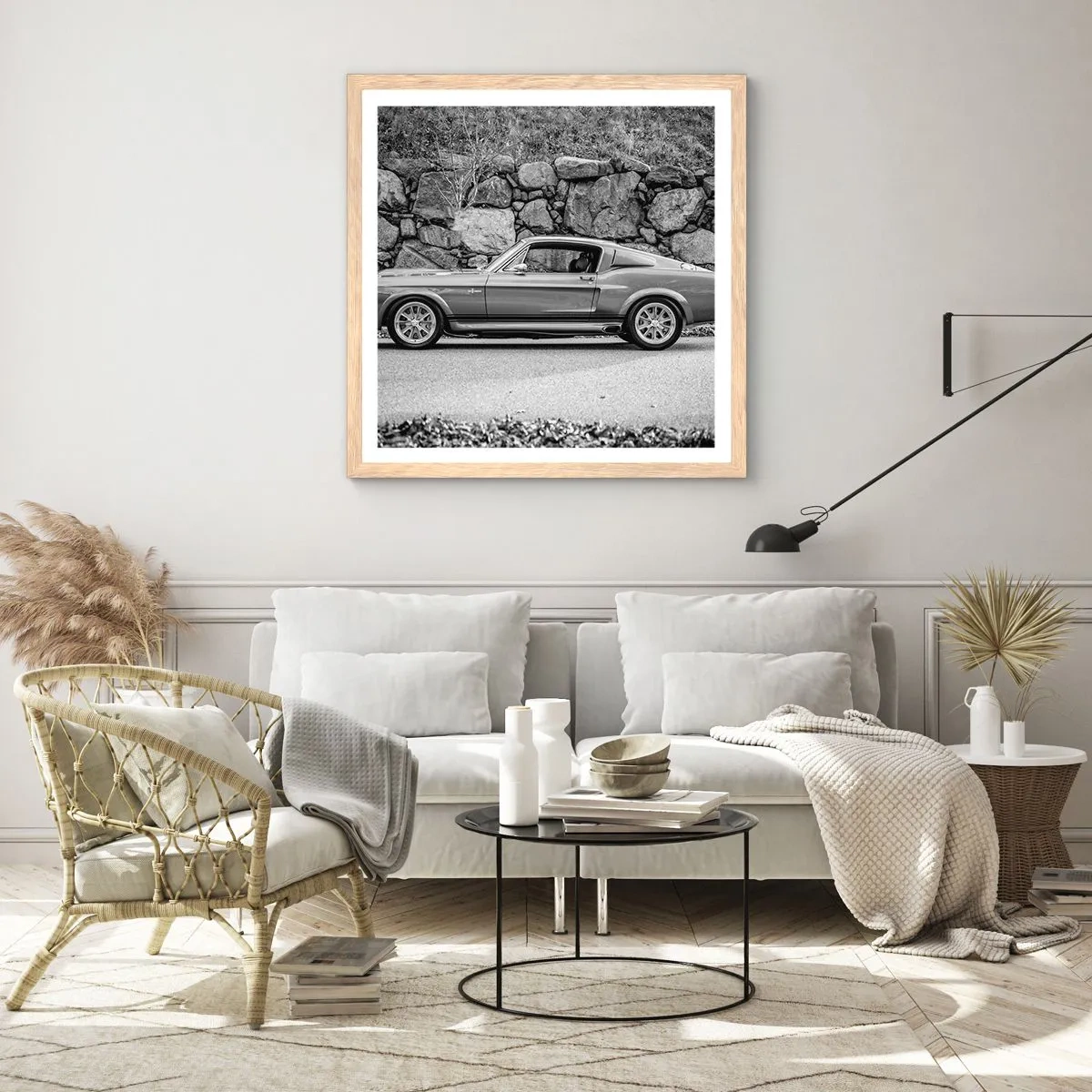 Poster in einem Rahmen aus heller Eiche - Die Legende der 1960er - 60x60 cm