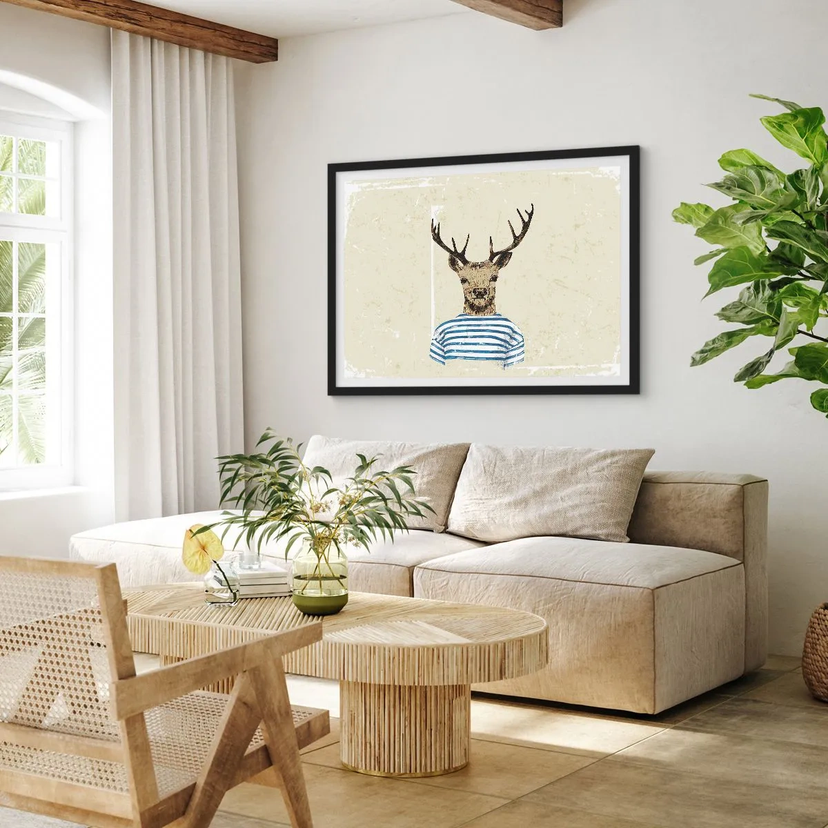 Poster in einem schwarzem Rahmen - Weil ich gestreifte T-Shirts mag! - 50x40 cm