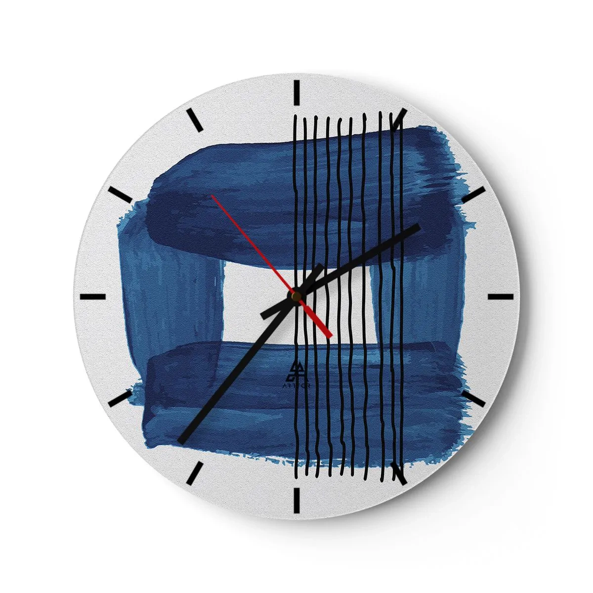 Wanduhr - Glasuhr - Blaue und schwarze Komposition - 40x40 cm