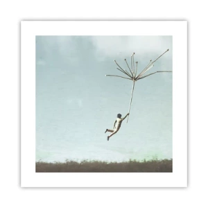 Poster - Drachen, Löwenzahn, Wind - 40x40 cm