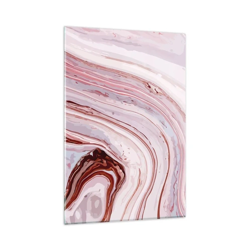 Glasbild - Bild auf glas - Abstraktes Muster in Rosa und Weiß - 80x120cm - Geradeaus, dann rechts runter - Moderne Wanddekoration für Wohnzimmer und Schlafzimmer ARTTOR
