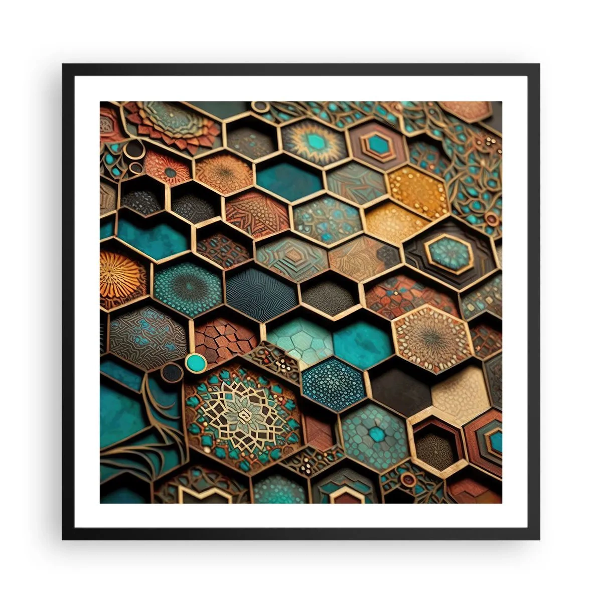 Poster in einem schwarzem Rahmen - Arabische Ornamente – Variation - 60x60 cm