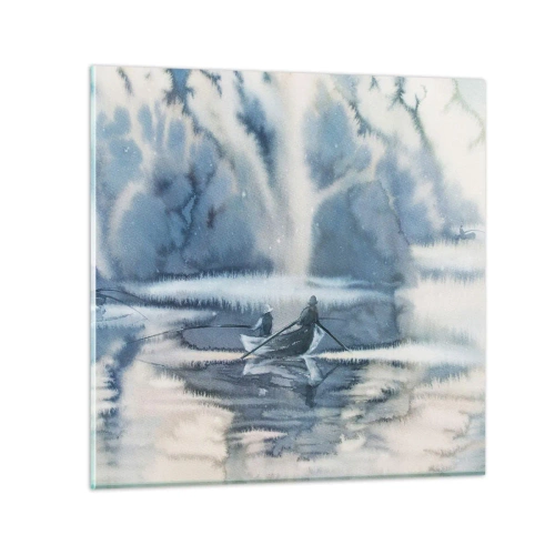 Glasbild - Bild auf glas - Angler in ihrem Paradies - 50x50 cm