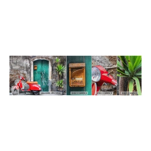 Fototapeten Muster Premium Sand - Italienischer Urlaub - Automobil, Roller, Italien - 100x30 cm