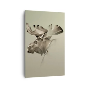 Bild auf Leinwand - Leinwandbild - Ein abstraktes Bild eines Elches auf einem minimalistischen Hintergrund - 80x120cm - Die sanfte Kraft des Friedens - Moderne Wanddekoration für Wohnzimmer und Schlafzimmer ARTTOR