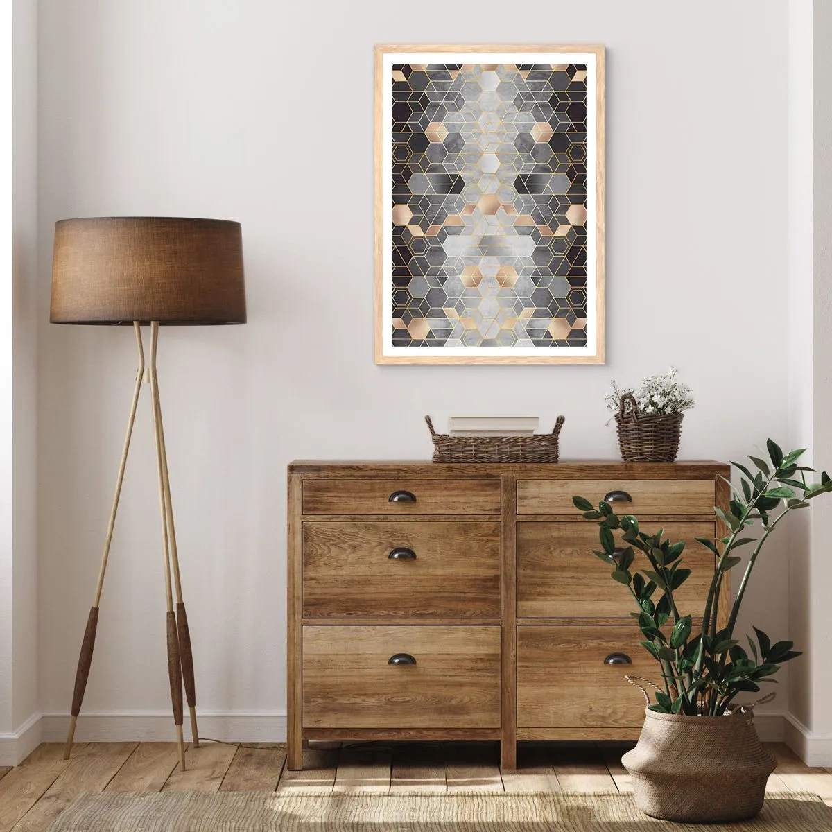 Poster in einem Rahmen aus heller Eiche - Diamant-Komposition - 61x91 cm