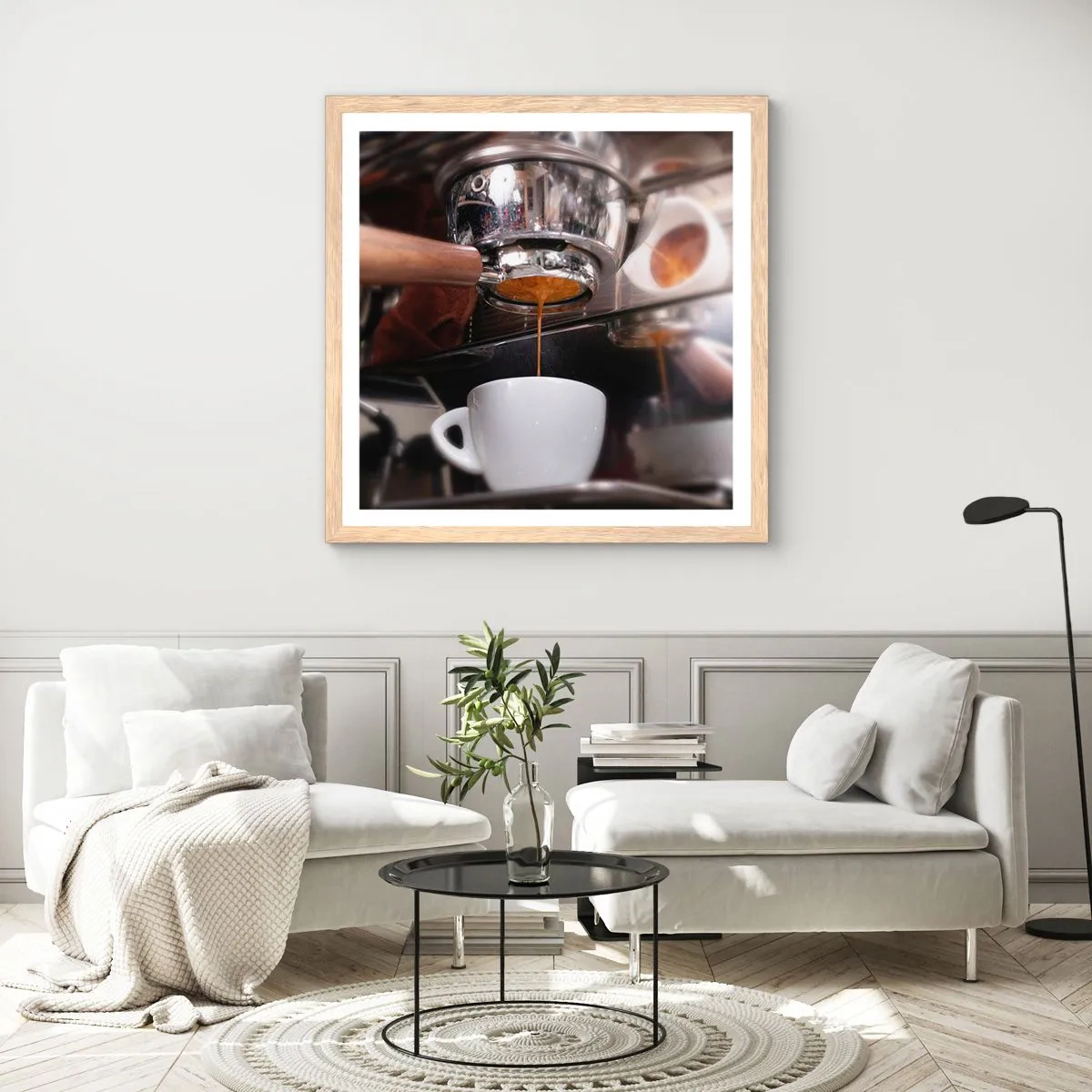 Poster in einem Rahmen aus heller Eiche - Gute Zeit des Tages - 40x40 cm