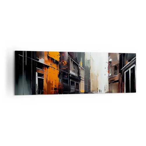 Bild auf Leinwand - Leinwandbild - Abstrakte Ansicht einer Stadtstraße im Regen - 160x50cm - Regnerischer Tag - Moderne Wanddekoration für Wohnzimmer und Schlafzimmer ARTTOR