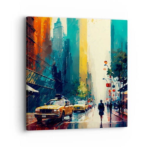 Bild auf Leinwand - Leinwandbild - New York – selbst der Regen ist hier bunt - 40x40 cm